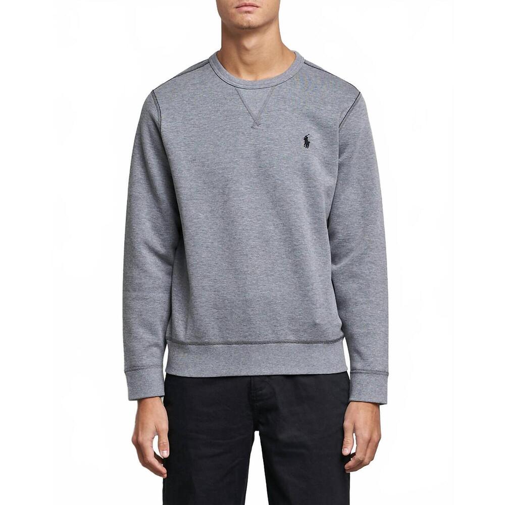 NEW POLO RALPH LAUREN long sleeve double knit jersey pullover in grey
